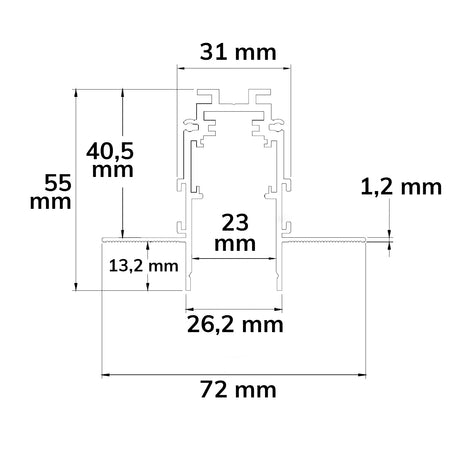 Track48 Trockenbauschiene weiß 200cm 4-polig inkl. Endkappen und Schutzcover - Beleuchtung