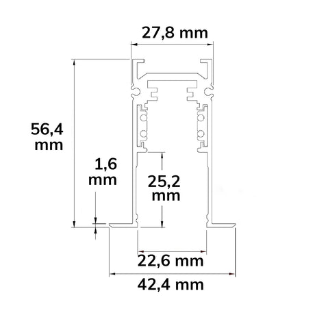 Track48 Einbauschiene weiß 200cm 4-polig inkl. Endkappen und Schutzcover - Beleuchtung
