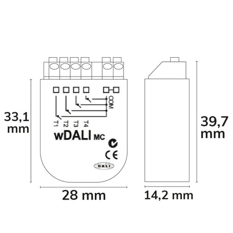 DALI Funktransmitter zur Initiierung von 4 Wirkbereichen am DALI Bus via 4 Push-Taster Batt.Betrieb - Beleuchtung