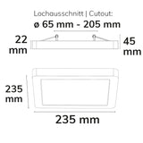 LED Aufbau/Einbauleuchte Flex Pro 235x235 16W weiß 120lm/W 3000|3500|4000K dimmbar - Beleuchtung