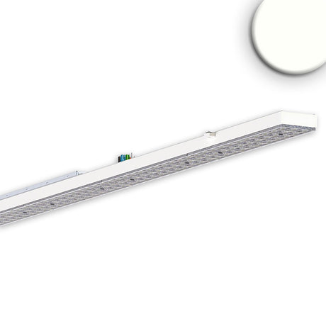8 polig 2,5qmm (L1, L2, L3, N, PE, Dimm+, -, CHR) inkl. fünf vormontierte und austauschbare Linsenoptiken sowie LED-Platinen mit je 33 Hochleistungschips, Schnellverriegelung zur Befestigung in Balkenaufnahme Art.Nr. 113934/113935