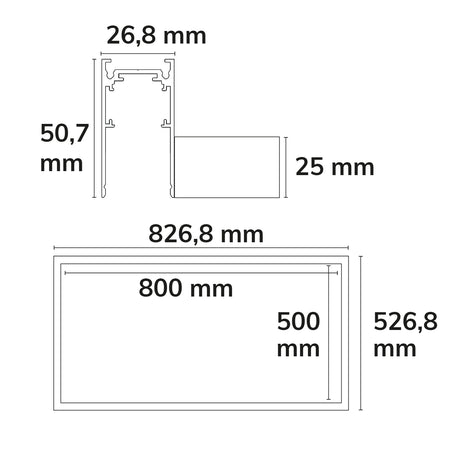 Track48 Leuchtenrahmen H50 Innenformat 500x800mm schwarz exkl. Trafo exkl. Montageclip/Seilabh. - Beleuchtung