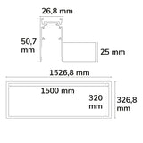 Track48 Leuchtenrahmen H50 Innenformat 320x1500mm weiß exkl. Trafo exkl. Montageclip/Seilabh. - Beleuchtung