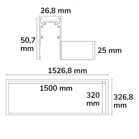 Track48 Leuchtenrahmen H50 Innenformat 320x1500mm schwarz exkl. Trafo exkl. Montageclip/Seilabh. - Beleuchtung