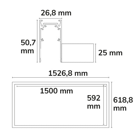 Track48 Leuchtenrahmen H50 Innenformat 592x1500mm schwarz exkl. Trafo exkl. Montageclip/Seilabh. - Beleuchtung
