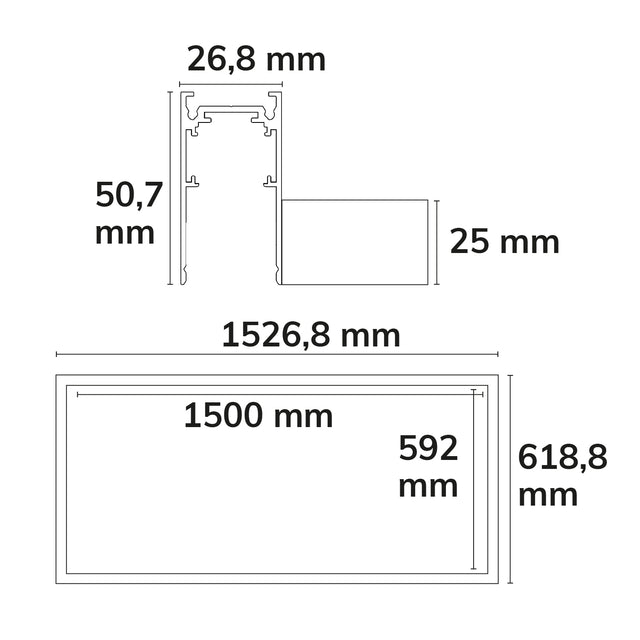 Track48 Leuchtenrahmen H50 Innenformat 592x1500mm schwarz exkl. Trafo exkl. Montageclip/Seilabh. - Beleuchtung