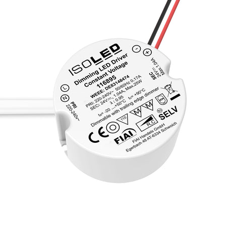 LED Schalterdosen-PWM-Trafo 24V/DC 0-25W Tiefe 30mm IP65 dimmbar SELV - Beleuchtung