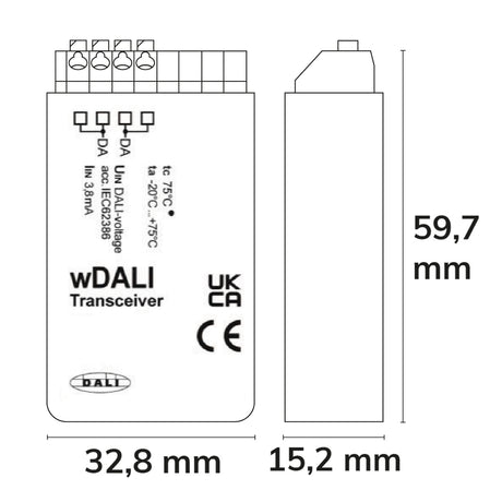 DALI Receiver zur Weiterleitung von Befehlen des DALI Funktransmitters auf die DALI Bus Linie - Beleuchtung