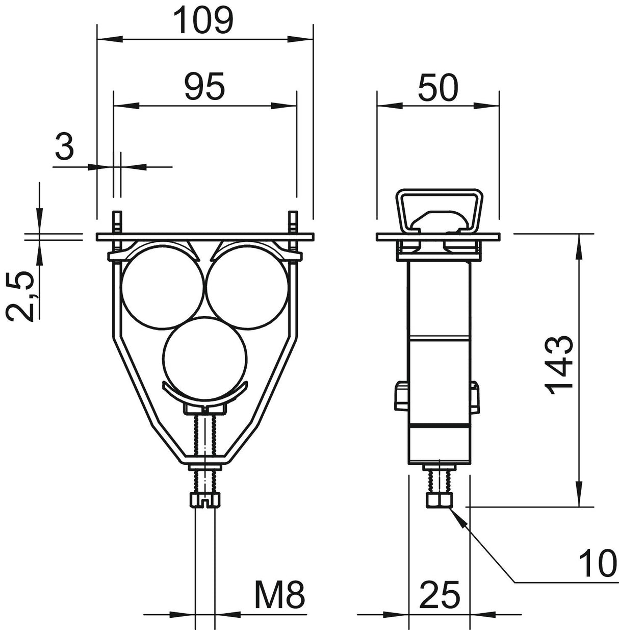 BETTERMANN Bügelschelle 40-44mm 3f ST 2056 E 44 FT Profilschiene W=Kst hfr