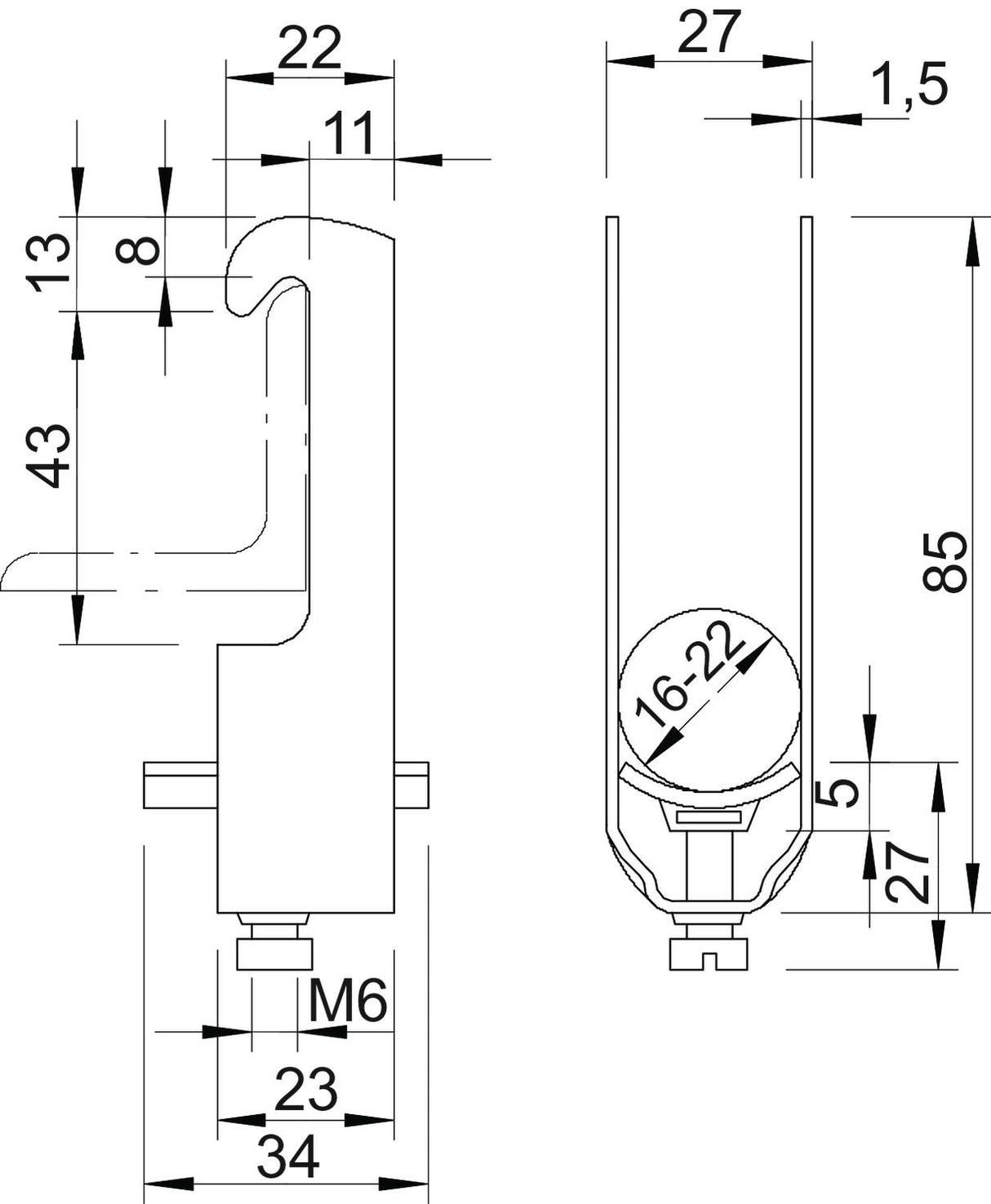 BETTERMANN Bügelschelle 16-22mm 1f ST 2056W 22 FT Winkelprofil W=Kst hfr