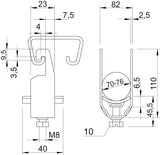 BETTERMANN Bügelschelle 70-76mm 1f Alu 2056U 76 ALU Profilschiene W=Kst hfr