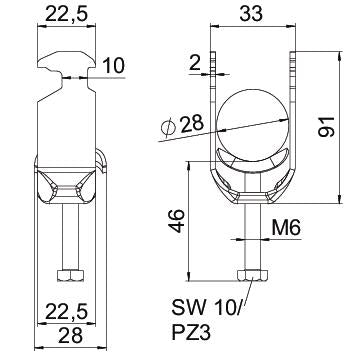 BETTERMANN Bügelschelle 22-28mm 2f ST BS-H2-M-28 A2 Profilschiene W=ST hfr