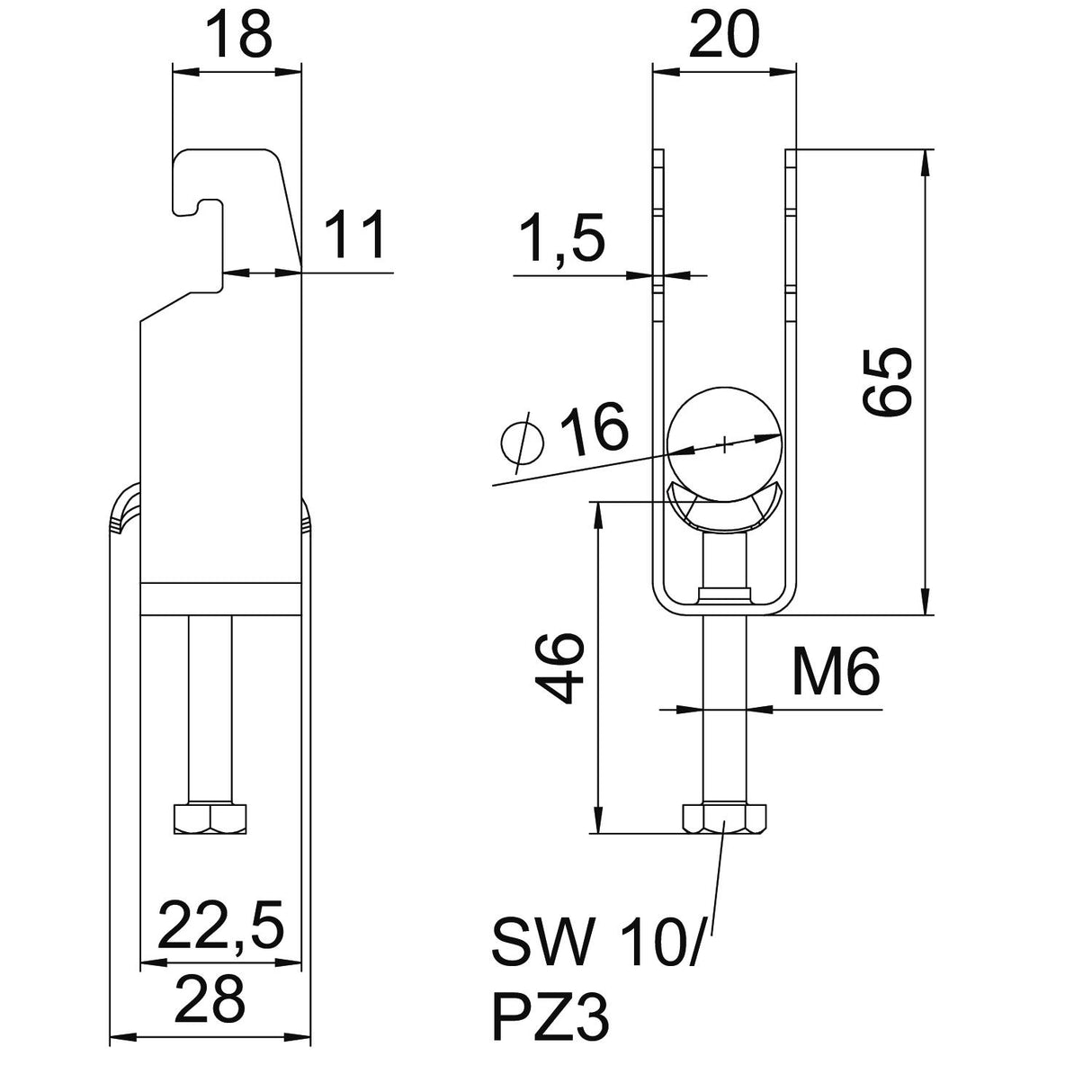 BETTERMANN Bügelschelle 12-16mm 2f ST BS-U2-M-16 FT Profilschiene W=ST hfr