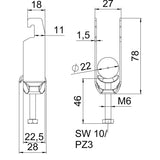 BETTERMANN Bügelschelle 16-22mm 2f ST BS-U2-M-22 FT Profilschiene W=ST hfr