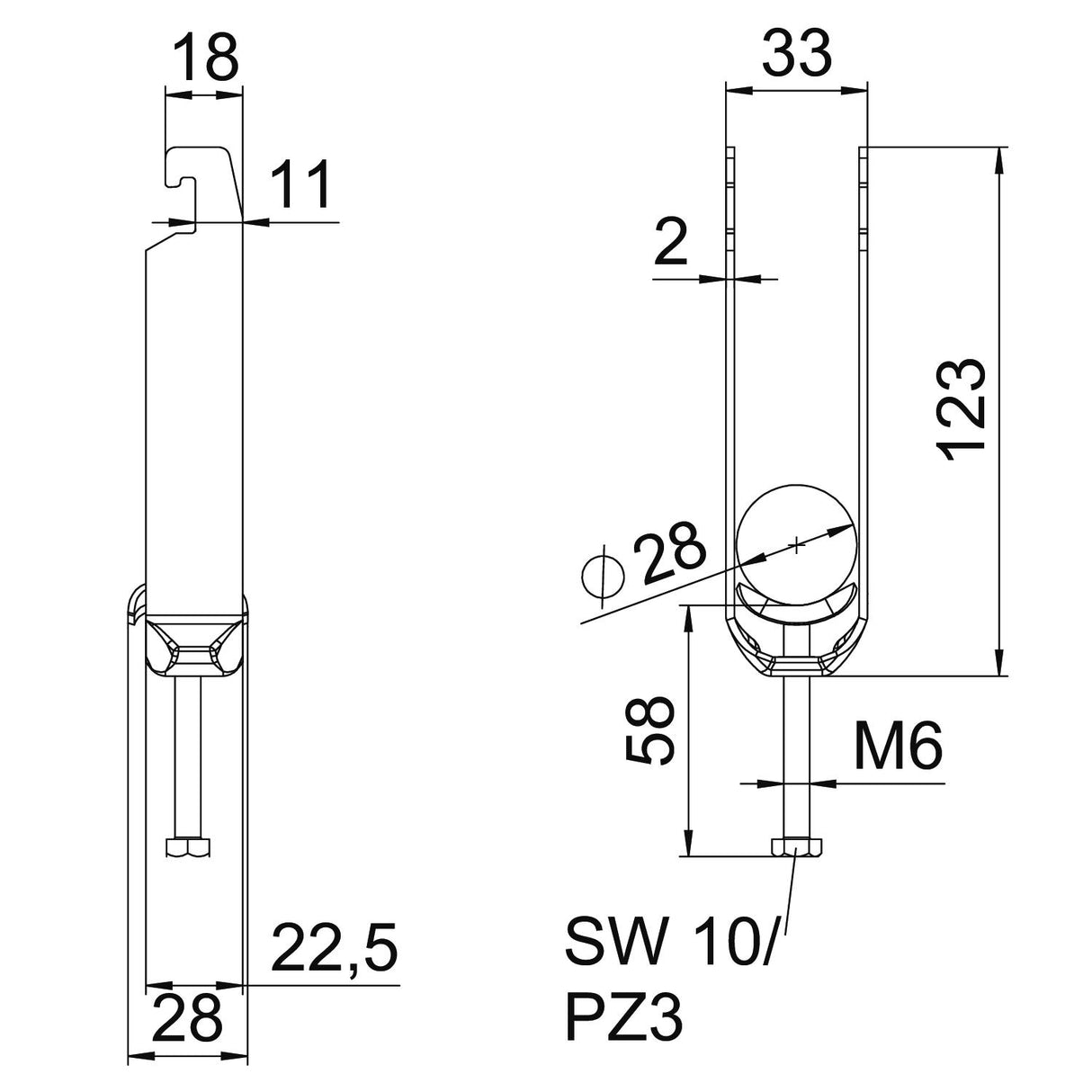 BETTERMANN Bügelschelle 22-28mm 3f ST BS-U3-M-28 FT Profilschiene W=ST hfr