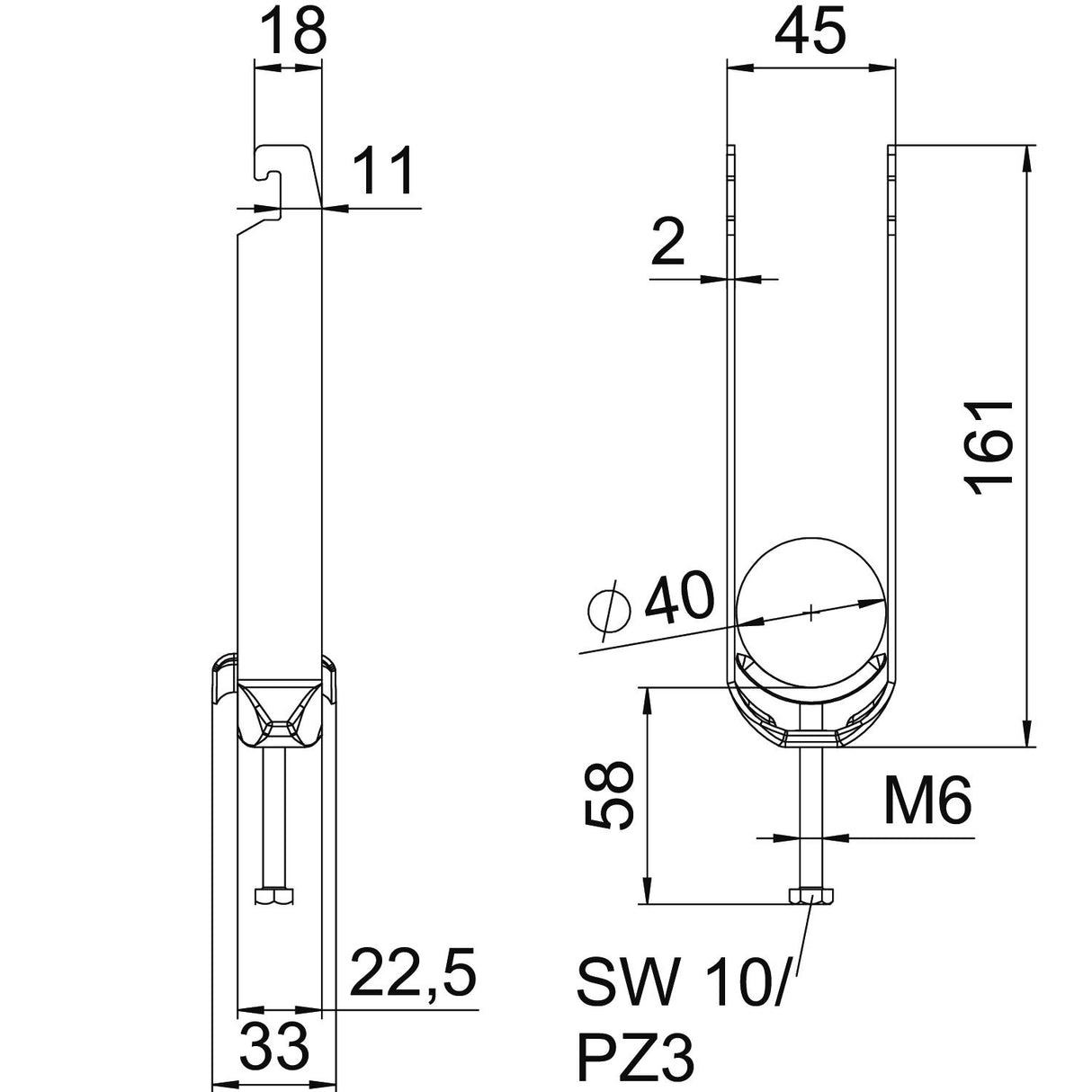 BETTERMANN Bügelschelle 34-40mm 3f ST BS-U3-M-40 FT Profilschiene W=ST hfr