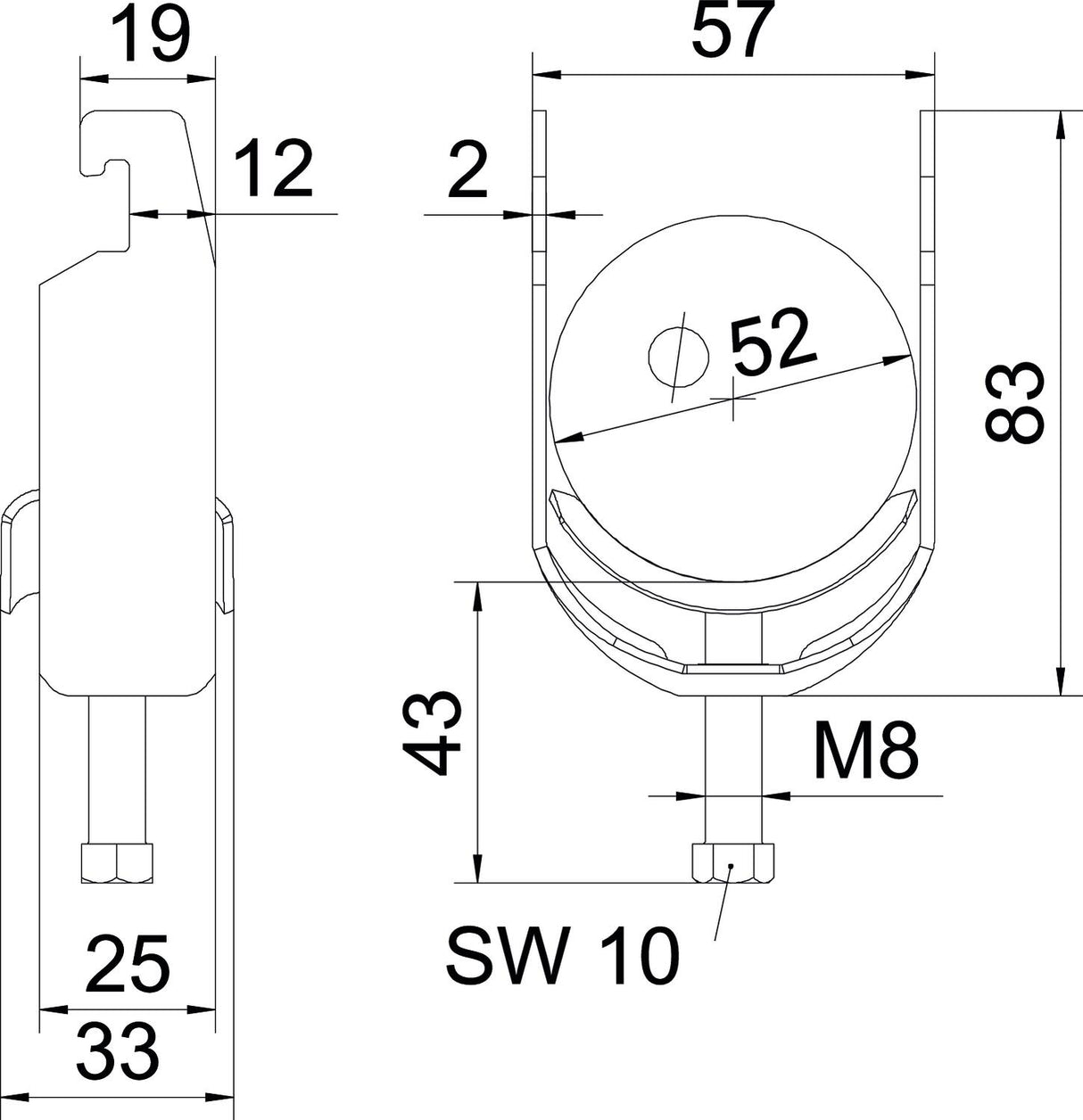 BETTERMANN Bügelschelle 46-52mm 1f ST BS-U1-M-52 FT C-Profil W=ST hfr