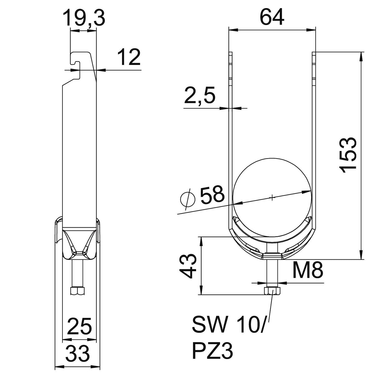 BETTERMANN Bügelschelle 52-58mm 2f ST BS-U2-M-58 FT Profilschiene W=ST hfr