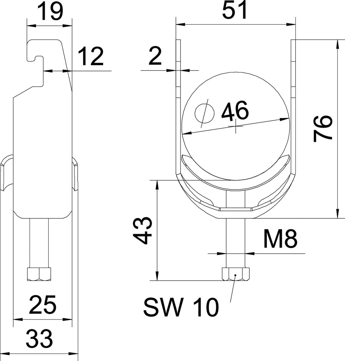 BETTERMANN Bügelschelle 40-46mm 1f VA BS-U1-M-46 A4 C-Profil W=ST hfr
