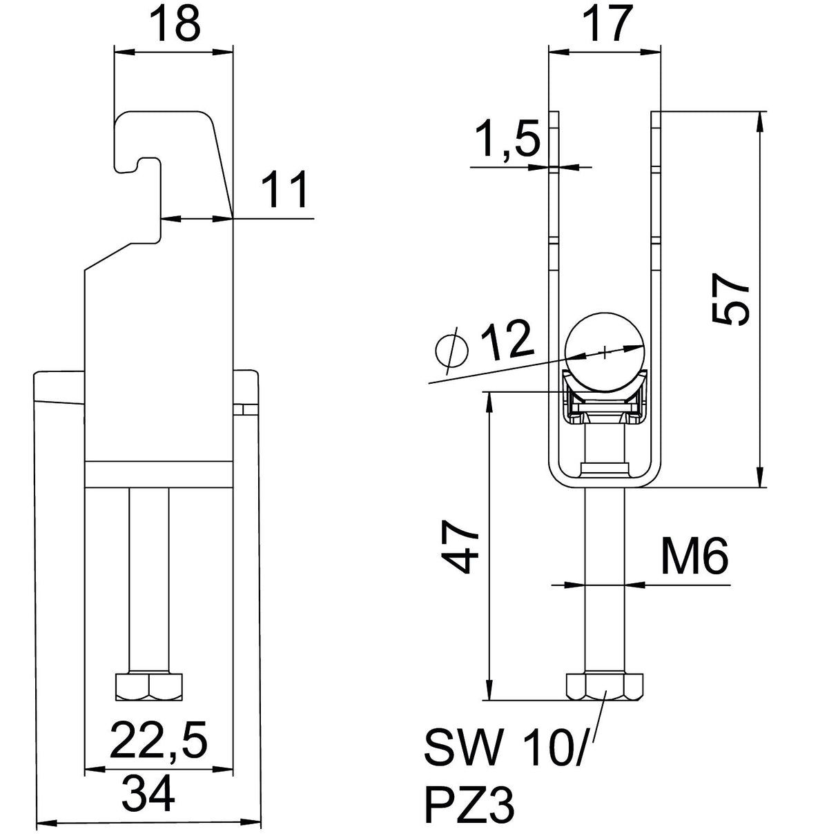 BETTERMANN Bügelschelle 8-12mm 2f Alu BS-U2-K-12 ALU Profilschiene W=Alu hfr