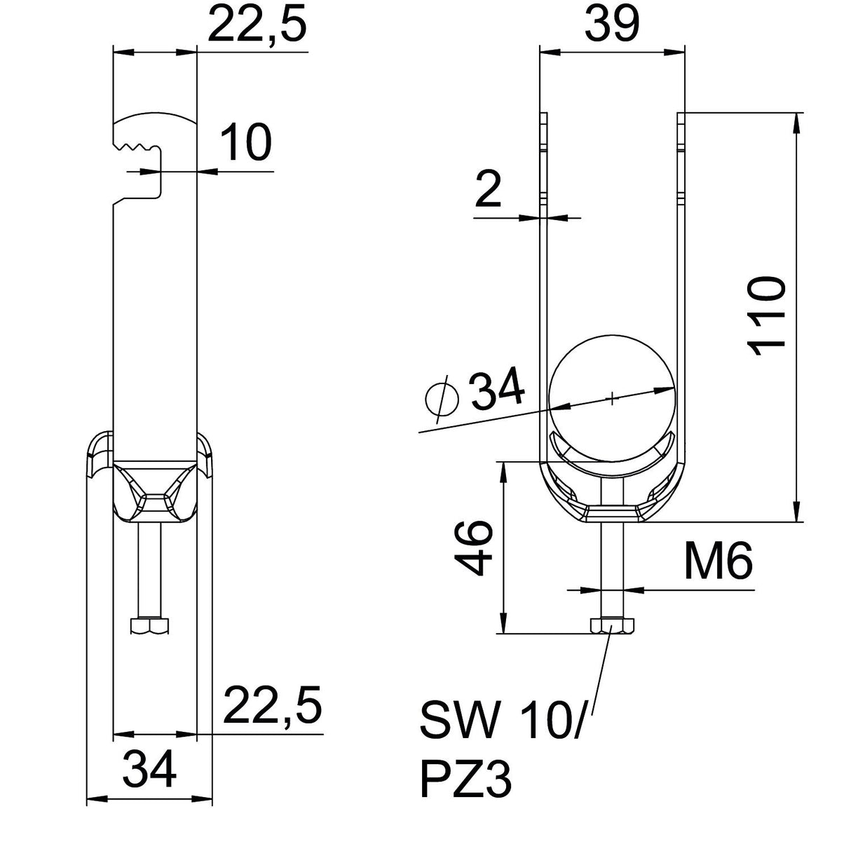 BETTERMANN Bügelschelle 28-34mm 2f ST BS-F2-M-34 FT Profilschiene W=ST hfr