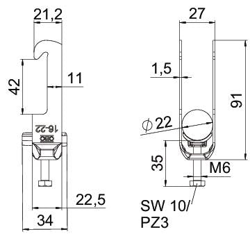 BETTERMANN Bügelschelle 16-22mm 1f ST BS-W1-K-22 FT C-Profil W=Kst