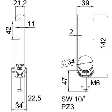 BETTERMANN Bügelschelle 28-34mm 1f ST BS-W2-K-34 FT C-Profil W=Kst