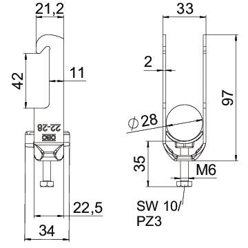 BETTERMANN Bügelschelle 22-28mm 1f VA BS-W1-K-28 A2 C-Profil W=Kst
