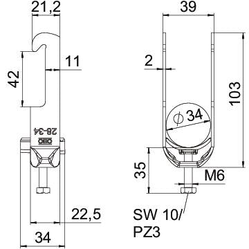 BETTERMANN Bügelschelle 28-34mm 1f VA BS-W1-K-34 A2 C-Profil W=Kst