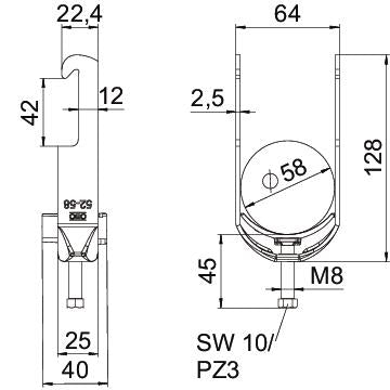 BETTERMANN Bügelschelle 52-58mm 1f Alu BS-W1-K-58 ALU C-Profil W=Kst