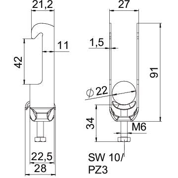 BETTERMANN Bügelschelle 16-22mm 1f ST BS-W1-M-22 A2 Profilschiene W=ST hfr