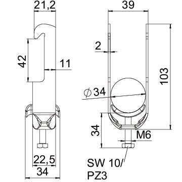 BETTERMANN Bügelschelle 28-34mm 1f VA BS-W1-M-34 A2 C-Profil W=ST hfr