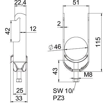 BETTERMANN Bügelschelle 40-46mm 1f ST BS-W1-M-46 A2 Profilschiene W=ST hfr