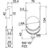 BETTERMANN Bügelschelle 58-64mm 1f ST BS-W1-M-64 A2 Profilschiene W=ST hfr