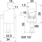 BETTERMANN Bügelschelle 12-16mm 1f VA BS-N1-K-16 A2 C-Profil W=Kst