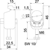 BETTERMANN Bügelschelle 16-22mm 1f VA BS-N1-K-22 A2 C-Profil W=Kst