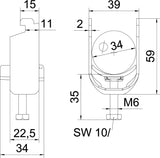 BETTERMANN Bügelschelle 28-34mm 1f VA BS-N1-K-34 A2 C-Profil W=Kst