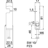 BETTERMANN Bügelschelle 8-12mm 3f ST hfr BS-F3-M-12 FT Profilschiene W=ST