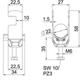BETTERMANN Bügelschelle 16-22mm 1f Alu BS-F1-K-22 ALU Profilschiene W=Alu hfr