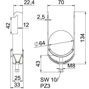 BETTERMANN Bügelschelle 58-64mm 1f ST BS-W1-M-64 FT Profilschiene W=ST hfr