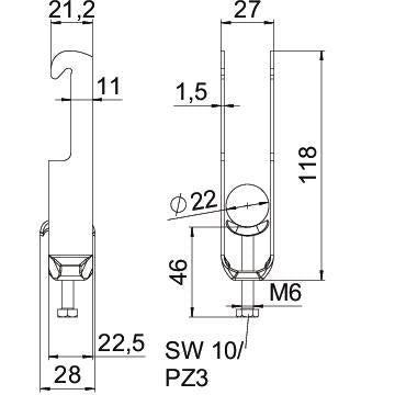 BETTERMANN Bügelschelle 16-22mm 2f ST BS-W2-M-22 FT Profilschiene W=ST hfr
