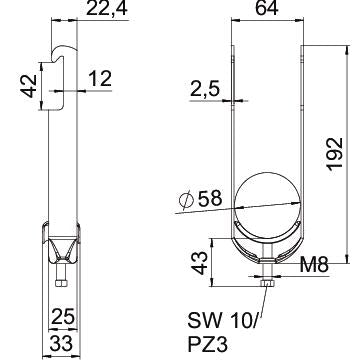 BETTERMANN Bügelschelle 52-58mm 2f ST BS-W2-M-58 FT Profilschiene W=ST hfr