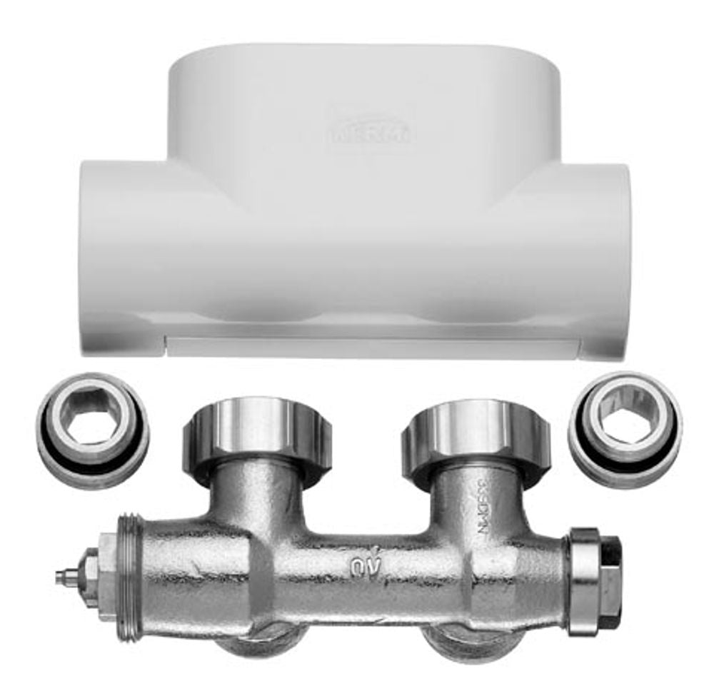 Kermi Ventilhahnblock-Set Eckform Blende weiss