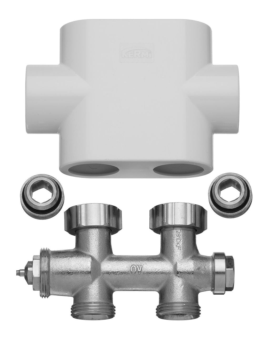 Kermi Ventilhahnblock-Set Durchgangsform Blende weiss