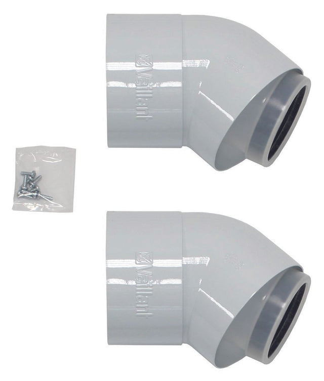 Vaillant Bogen 45 Grad (2 St.) Brennwert Luft-/Abgasführung, PP, 80/125 mm, 303211