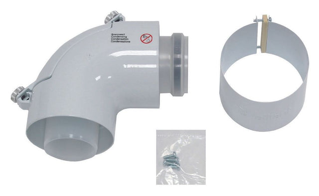 Vaillant Bogen 87 Grad Brennwert konz., PP, 60/100 mm, m. Reinigungsd., 303916