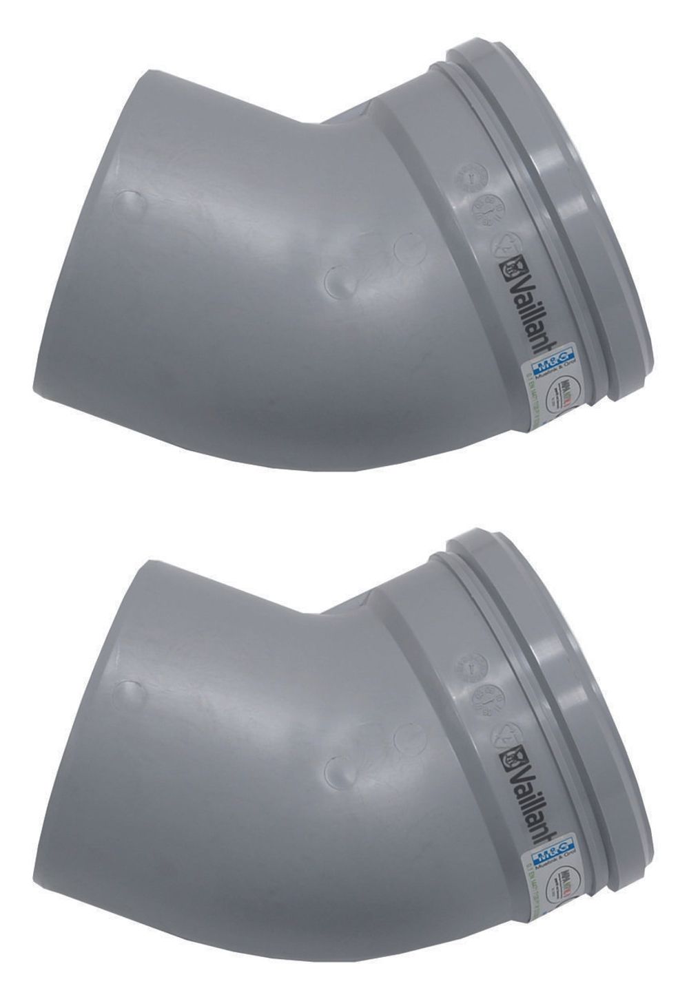 Vaillant Bogen 45 Grad (2 St.) für starre Abgasleitung DN 130, PP, 0020042766