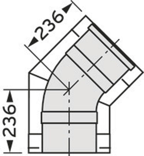 Vaillant Bogen 45 Grad DN 300/200 Edelstahl für Abgassystem Fassade DN 200, 0020095548