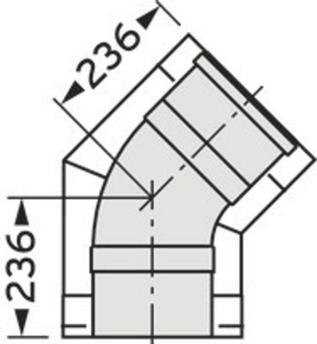 Vaillant Bogen 45 Grad DN 300/200 Edelstahl für Abgassystem Fassade DN 200, 0020095548