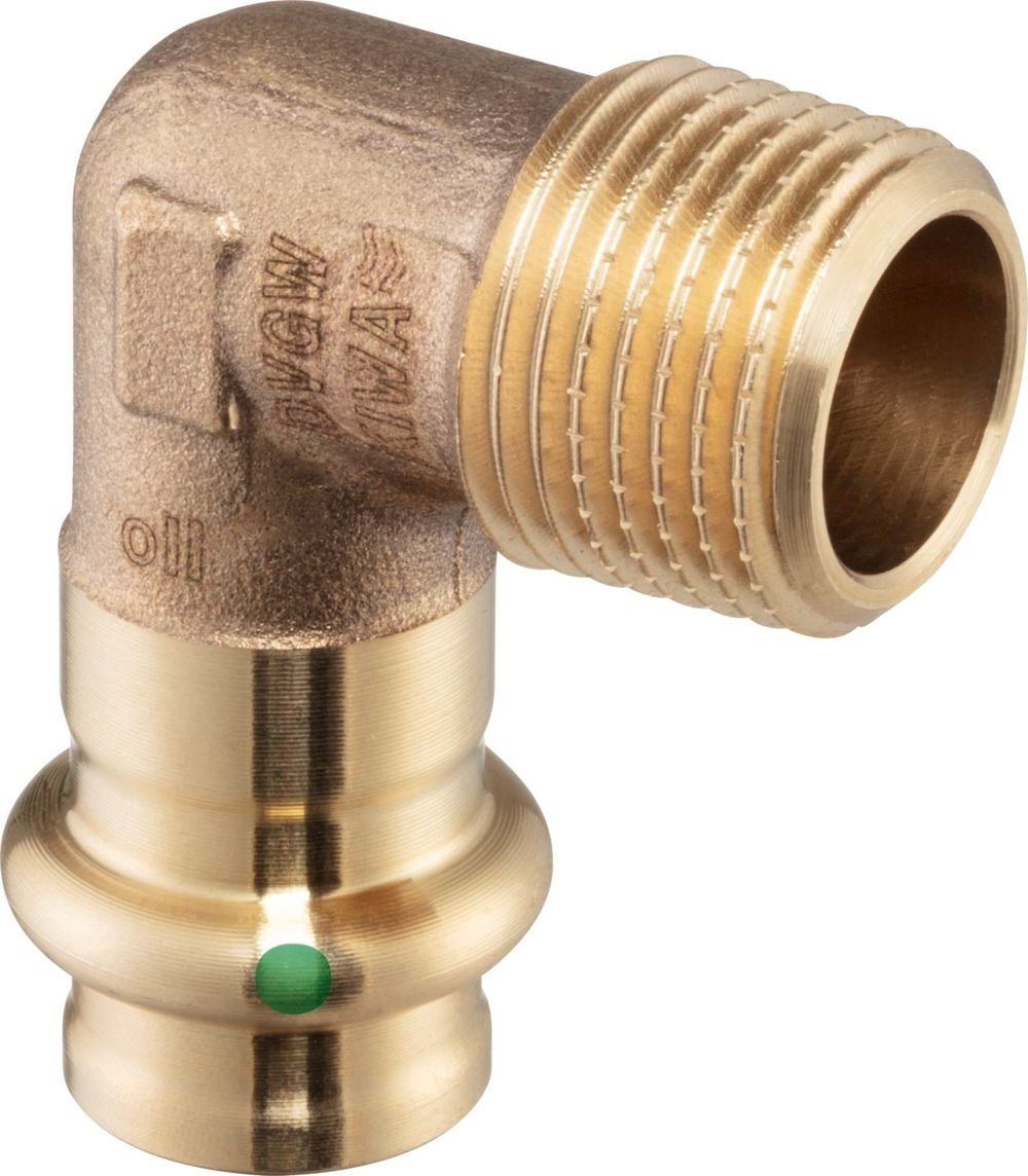 Viega Profipress Sanpress-Übergangswinkel 90 Grad, d 15mm, R 1/2 Rotguss oder Siliziumbronze Modell 2214.1, 335281